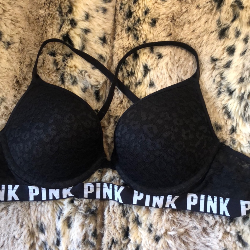 Black Victoria’s Secret Pink Bra with cross straps